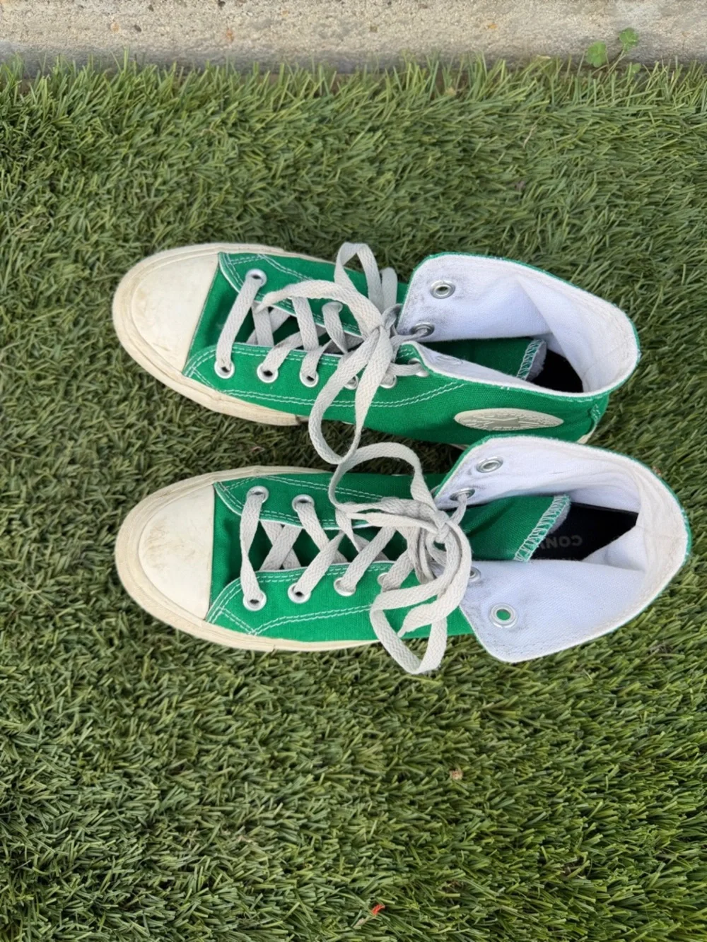 Converse Custom Green High-Top Platform Canvas Sneakers W7 - Picture 3 of 3